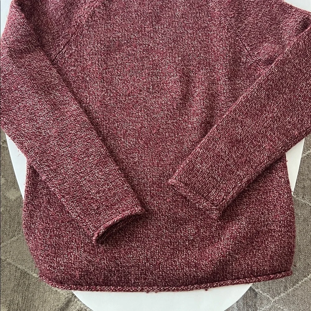 Vintage VTG J.Crew Knit Roll Neck Sweater Red Speckle Thick 100% Wool Unisex M